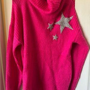 Judith March Fuchsia Sweater with Silver Stars